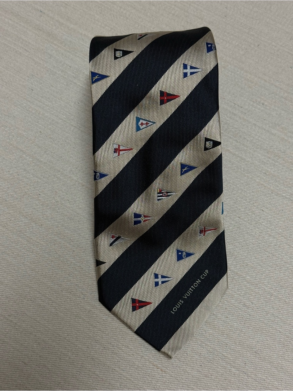 Louis Vuitton Paris Nautical Louis Vuitton Cup Silk Tie Made in Italy late 90s